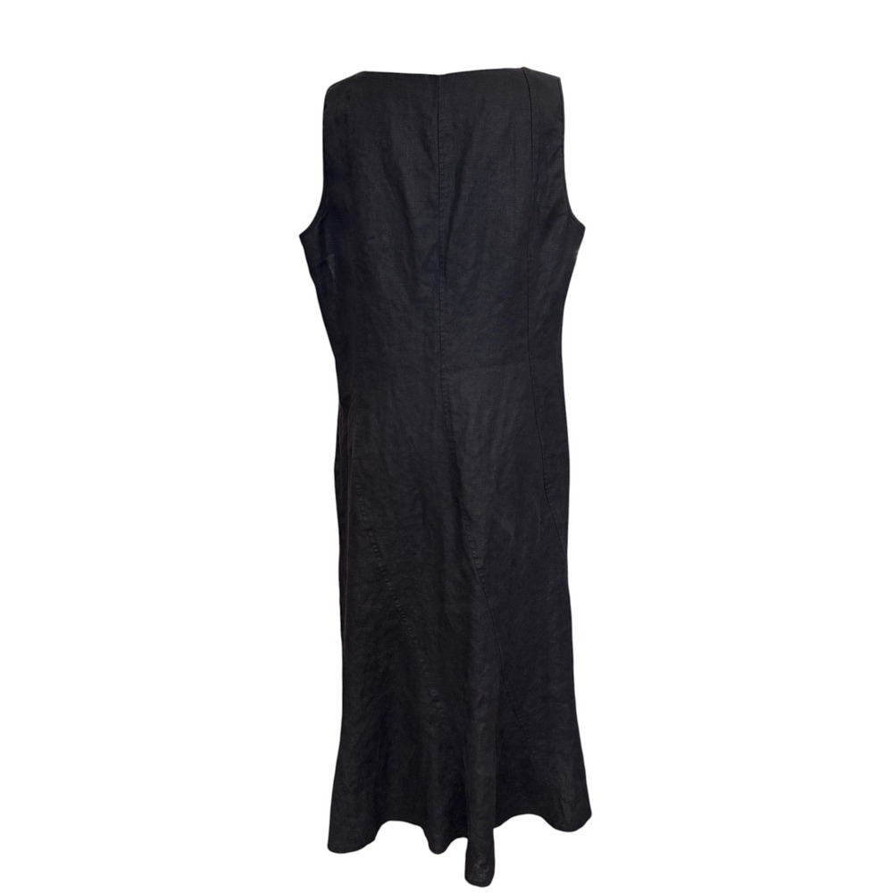 Talbots Irish Linen Midi Dress 14W Black Minimalist Office Summer Career LBD - Picture 3 of 10